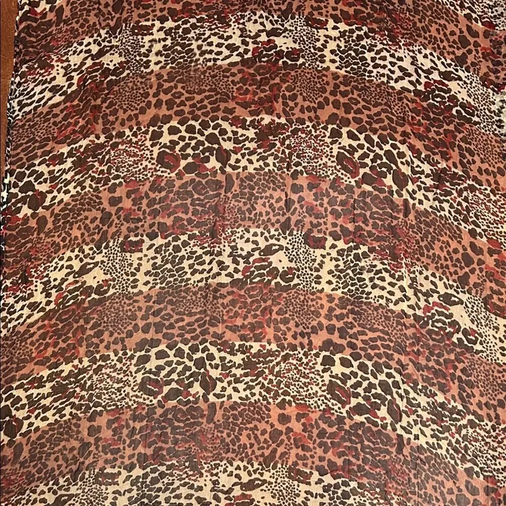 Leopard Print Oversized Rectangle Silky Scarf, Hand Rolled